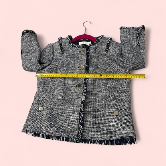 Tory Burch Cream Blue Tweed Jacket Cropped size 0 - Picture 13 of 14
